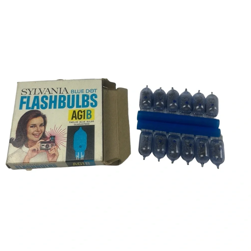 Sylvania Blue Dot Flashbulbs AG1B Blue Vintage New Old Stock Camera